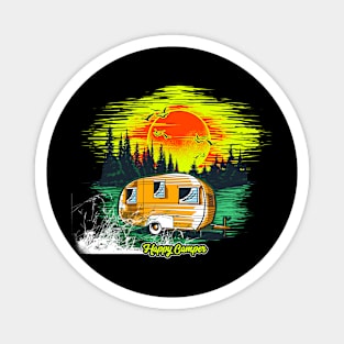 Happy Camper Rough Grunge Camping Trip Magnet